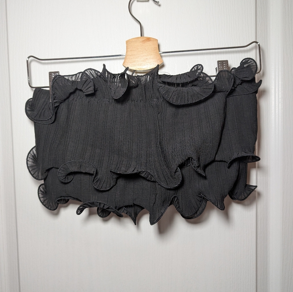 Anthropologie Black Ruffled Mini Tube Top